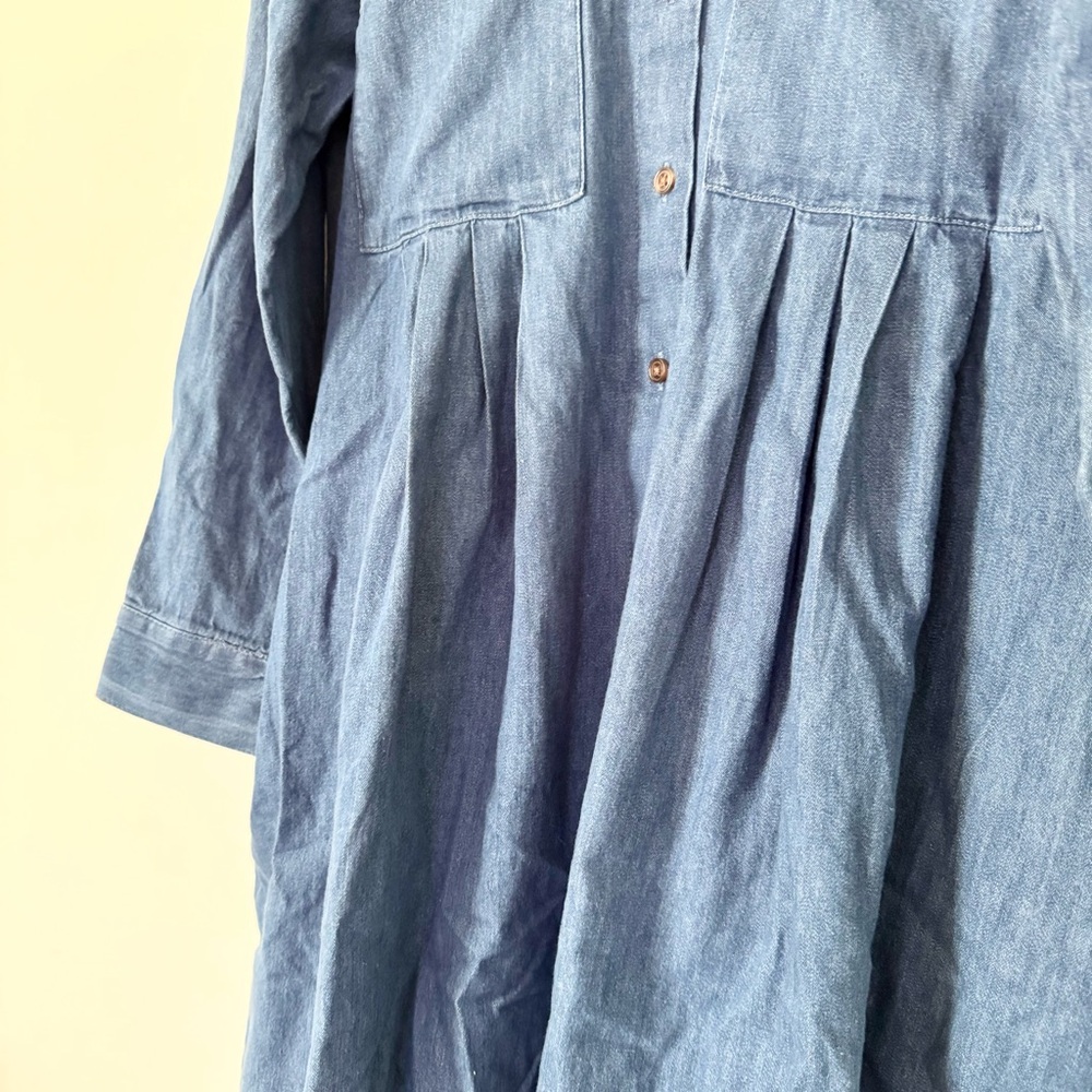LOFT Denim Pleated Button Front Shirt Dress Size M - Picture 4 of 12